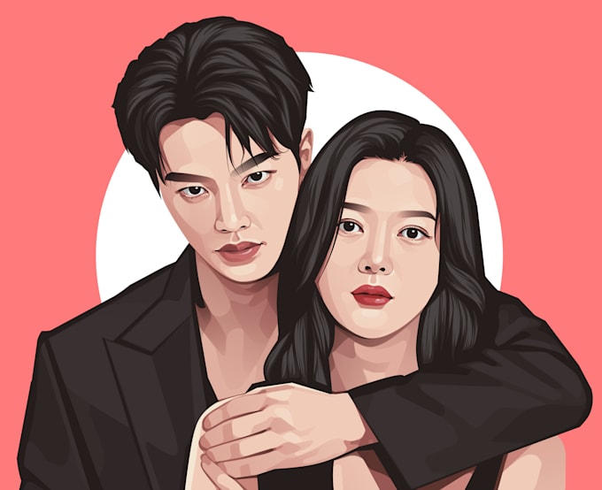 Gig Preview - Draw a photo couples potrait vector art from your photo