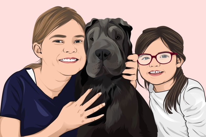 Gig Preview - Draw vector portraits of you and pet in 24 hours