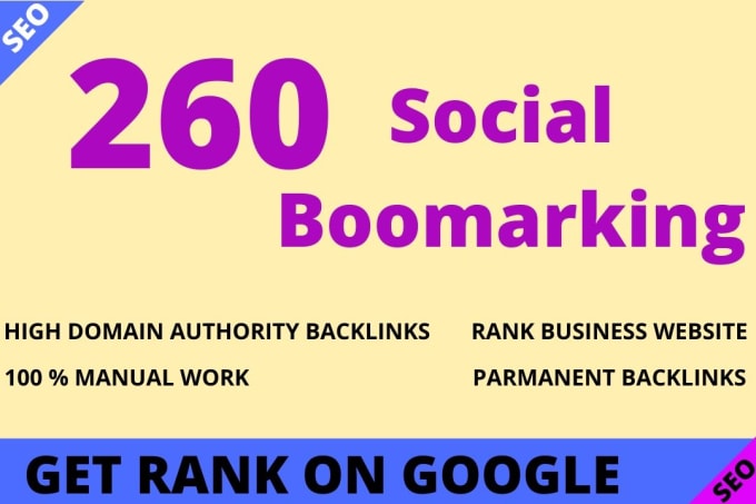 Gig Preview - Do manually 260 social bookmaking backlinks for your weabsite ranking