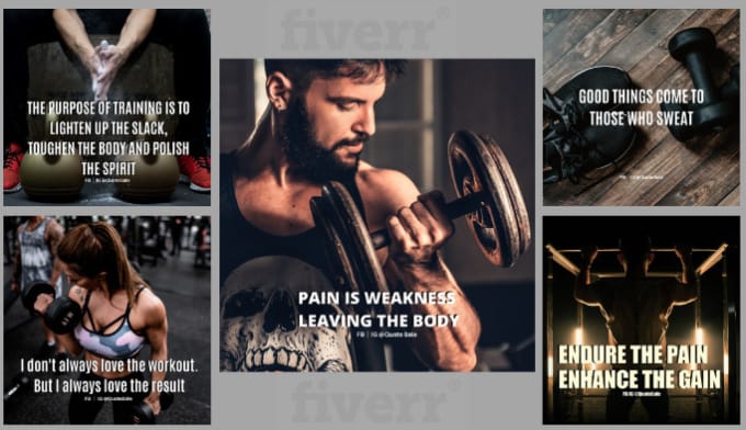 Gig Preview - Design 100 fitness motivational quotes with your website name or URL