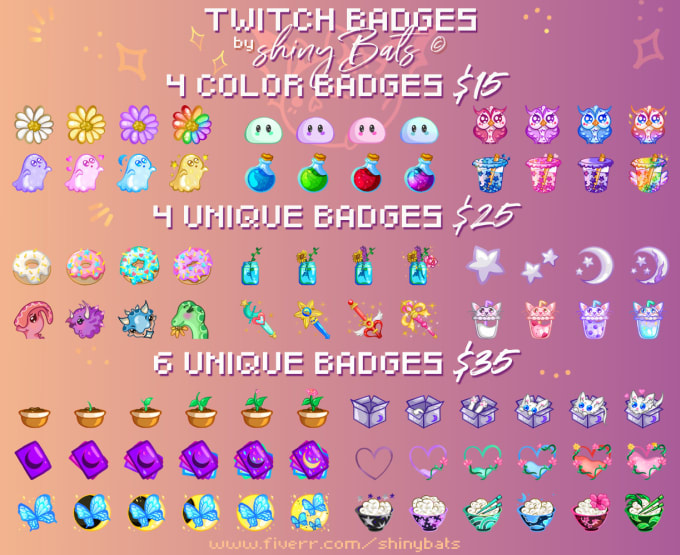 Bestseller - draw you 4 custom twitch badges for your affiliated channel