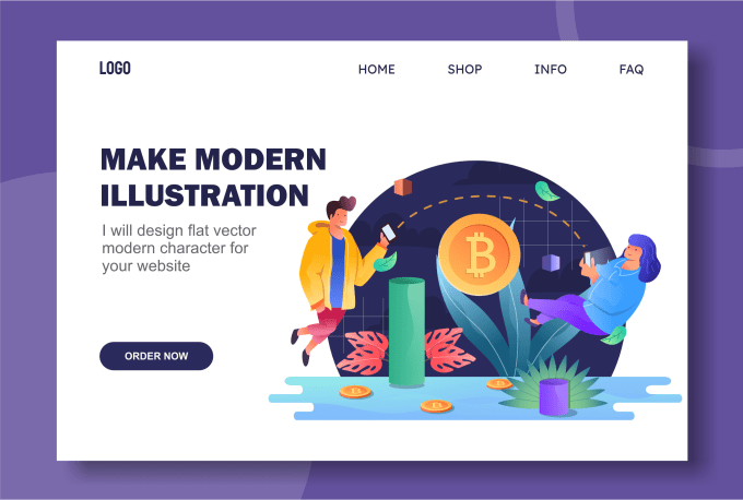 Gig Preview - Create flat modern illustration for website, app etc