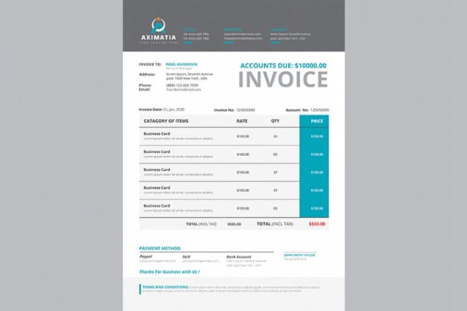 Gig Preview - Design invoice, receipt, letterhead in PSD, ai, ms word