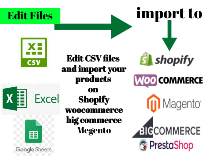 Gig Preview - Edit CSV file and import your products to stores