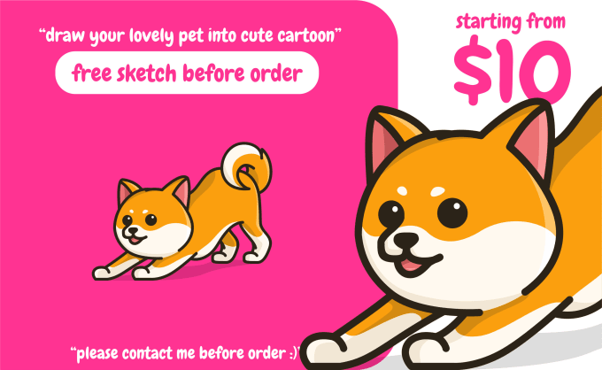 Gig Preview - Draw your pet into simple and cute cartoon illustration