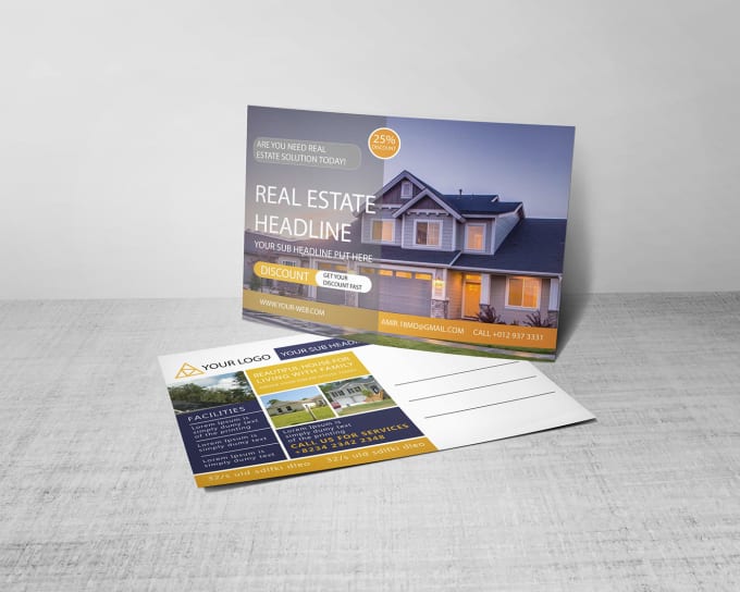 Gig Preview - Design modern, clean real estate postcard