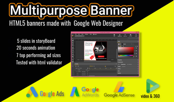 Gig Preview - Create HTML5 animated advertising banners for google ad