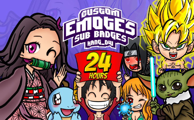 Gig Preview - Create cute custom kick emotes, twitch emotes and sub badges in 24 hours