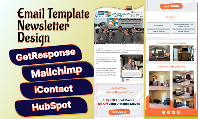 Gig Preview - Design getresponse, icontact, mailchimp, hubspot email template newsletter