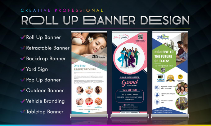 Gig Preview - Professional retractable banner, roll up, yard signs boards,  backdrops design