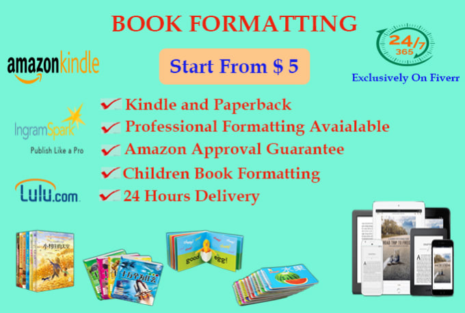 Gig Preview - Format professional ebook, print book for amazon, paperback