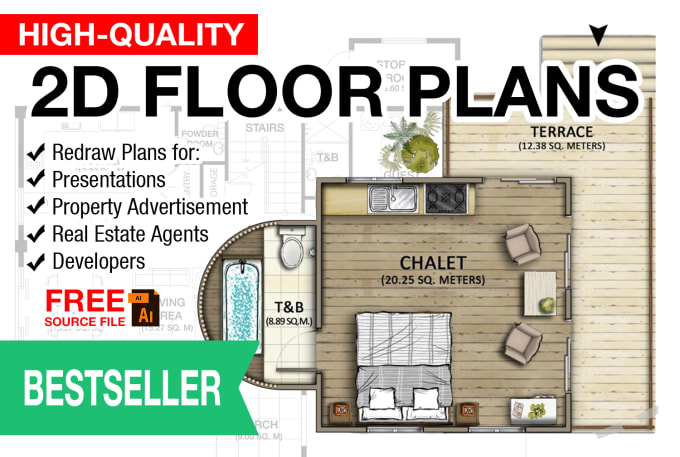 Gig Preview - Redraw 2d floor plans for real estate presentations