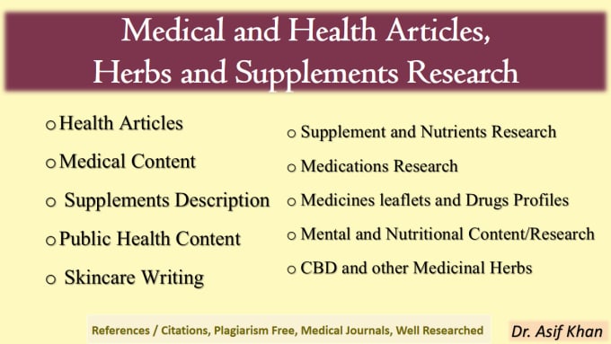 Gig Preview - Write researched medical, health, and medicine articles