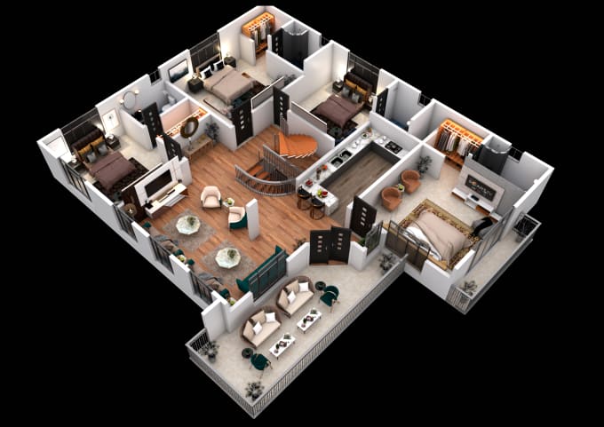 Gig Preview - Create architectural 3d floor plan