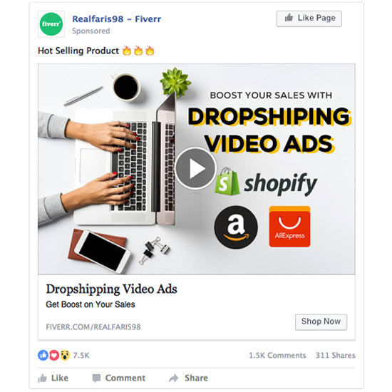 Bestseller - create shopify dropshipping facebook product video ads