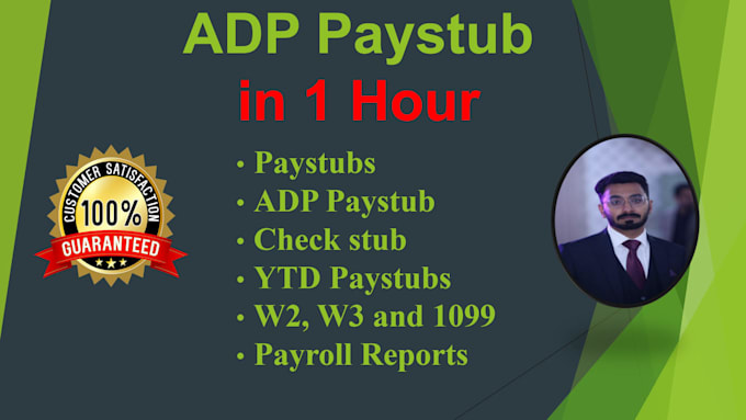 Gig Preview - Do paystub , adp paystubs , payroll , 1099 and w2 in 1 hour