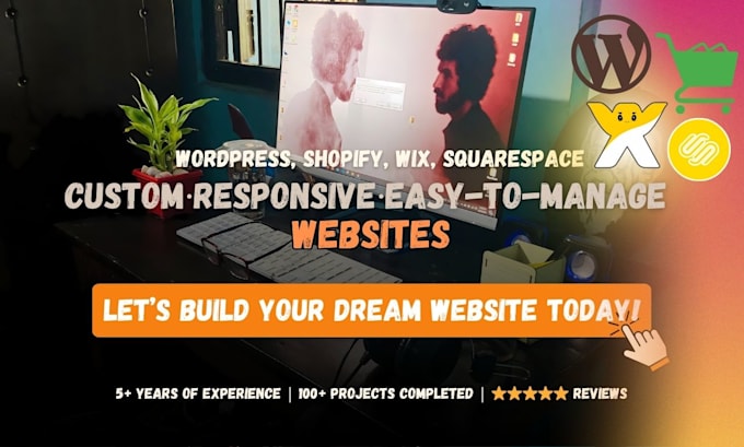 Gig Preview - Develop a professional website using wordpress, shopify, wix, or squarespace