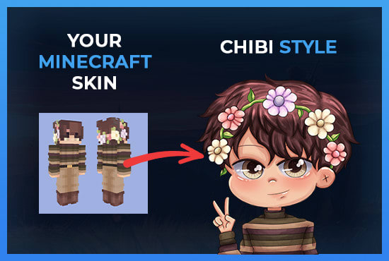 Gig Preview - Draw your roblox or minecraft avatar in chibi