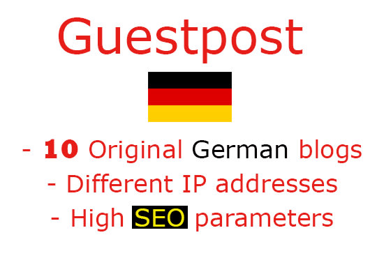 Gig Preview - Publish your guestposts on my 10 german blogs