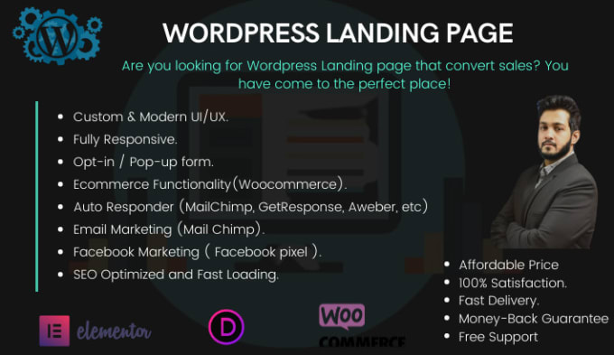 Gig Preview - Design high converting, data driven wordpress landing page