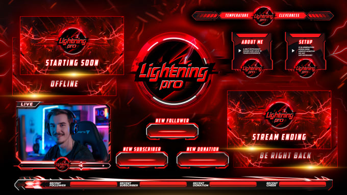 Gig Preview - Create elegant twitch overlay, twitch logo, panels, alerts and screens