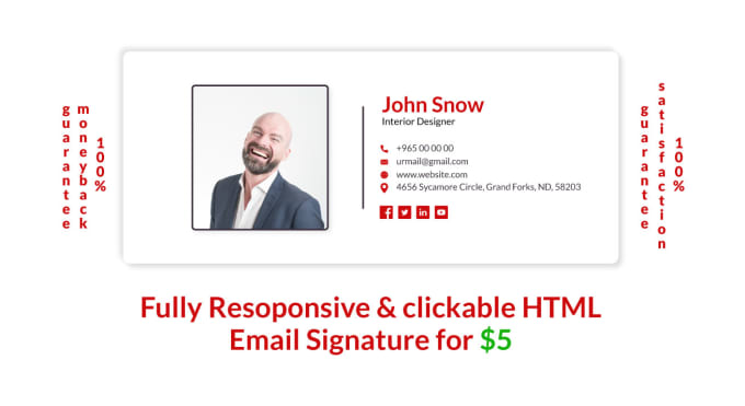 Gig Preview - Design fully responsive and clickable HTML email signature