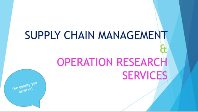 Gig Preview - Assist in supply chain management and operations management