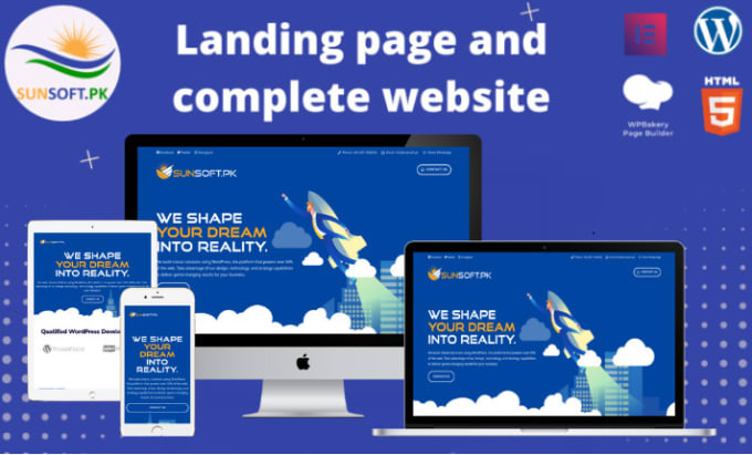 Gig Preview - Our agency will create landing page and complete wordpress website