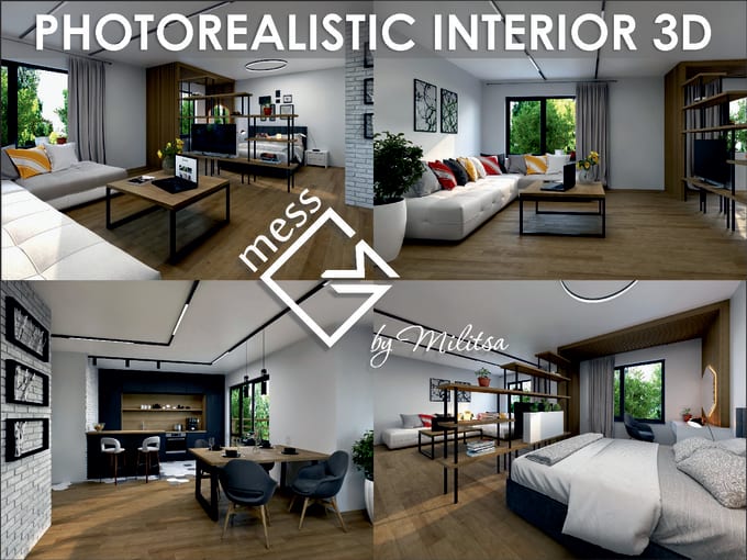 Gig Preview - Create interior design with realistic 3d rendering