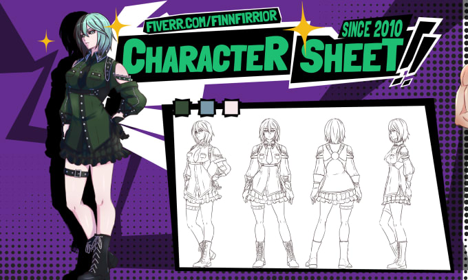 Gig Preview - Draw character reference sheet for dnd character pngtuber vtuber