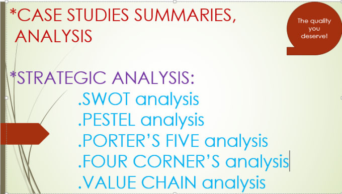 Gig Preview - Do strategic case study summary and analysis