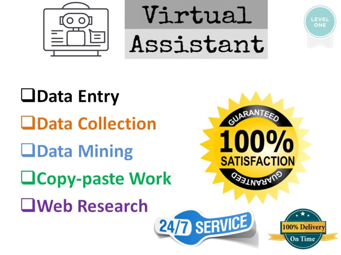 Gig Preview - Be your virtual assistant for data entry, data mining, copy paste,  web research