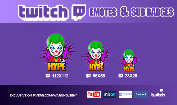 Gig Preview - Create custom emotes and sub badges for twitch facebook