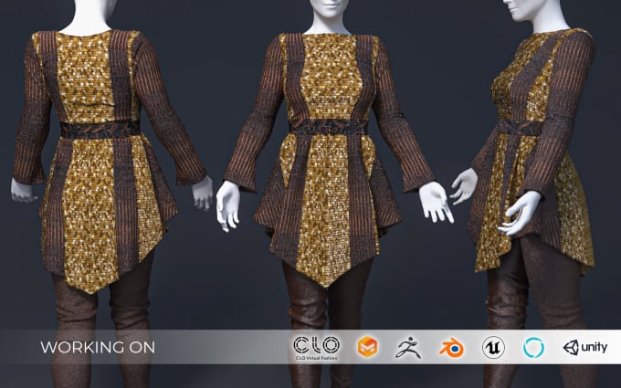 Gig Preview - Make 3d clothing mockup, 3d garments, 3d nft fashion in marvelous design clo3d