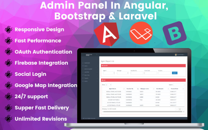 Gig Preview - Develop web application in angular, bootstrap and laravel