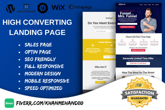 Gig Preview - High converting wordpress landing pages with elementor pro