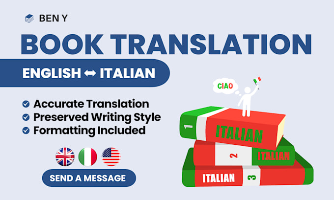 Gig Preview - Do book translation english to italian or italian to english