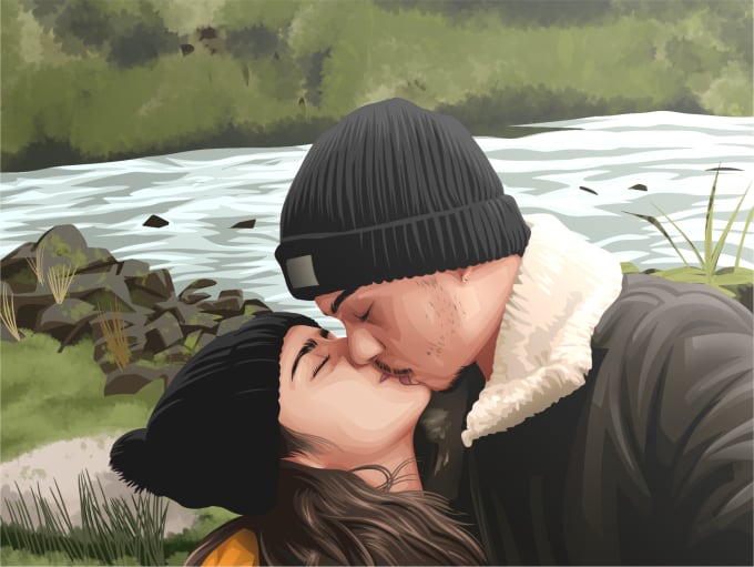 Gig Preview - Draw couple portrait illustration from photo