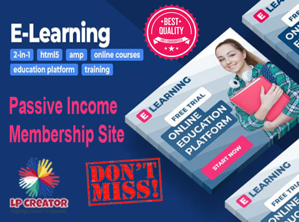 Gig Preview - Provide a working elearning membership site to earn passive income