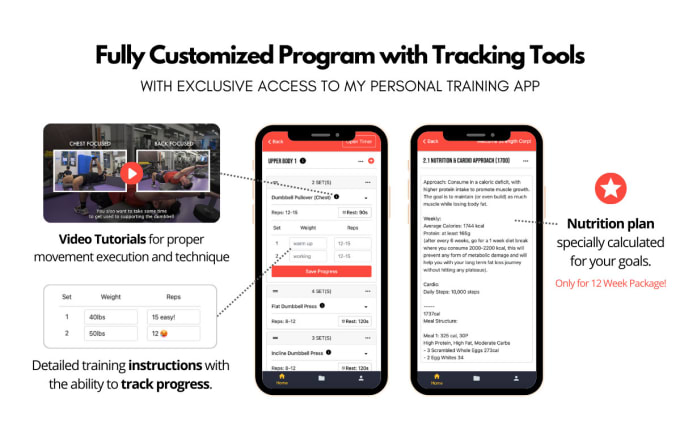 Gig Preview - Customize a fitness training workout program and meal plan for you