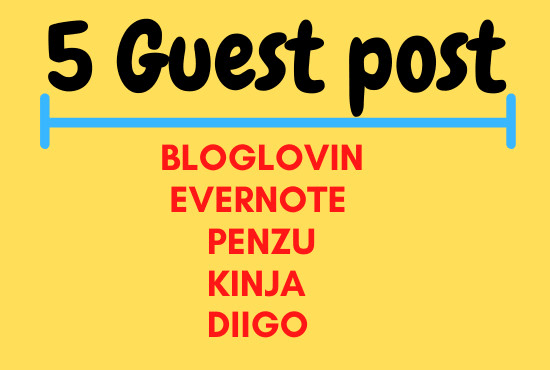 Gig Preview - Do 5 guest post on da 90 dofollow link