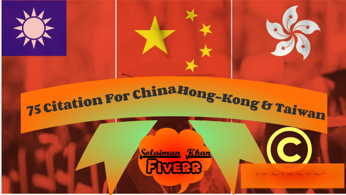 Gig Preview - 75 citation for china hong kong and taiwan