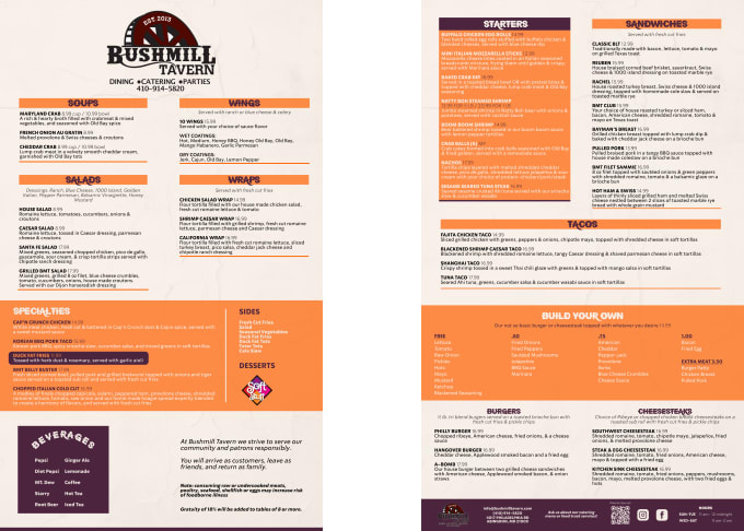 Gig Preview - Design your restaurant or bar menu