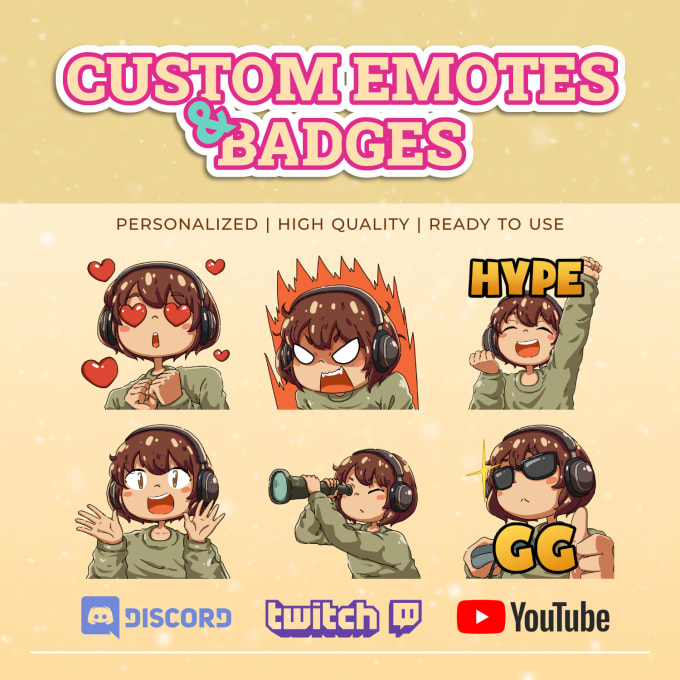 Gig Preview - Create cute custom emotes or badges for twitch, youtube