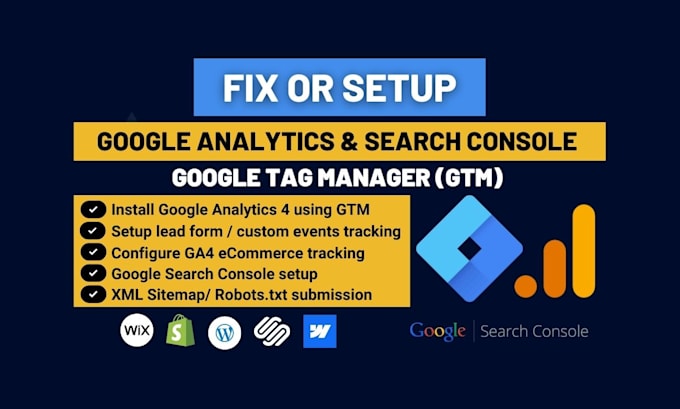 Gig Preview - Setup google analytics search console and sitemap XML