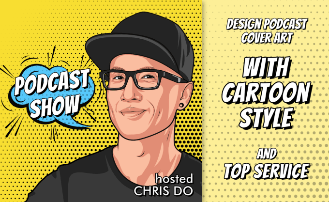 Gig Preview - Design podcast logo and cover art with cartoon style