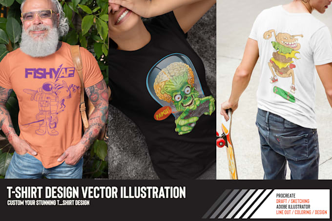 Gig Preview - Create stunning tshirt design in vector