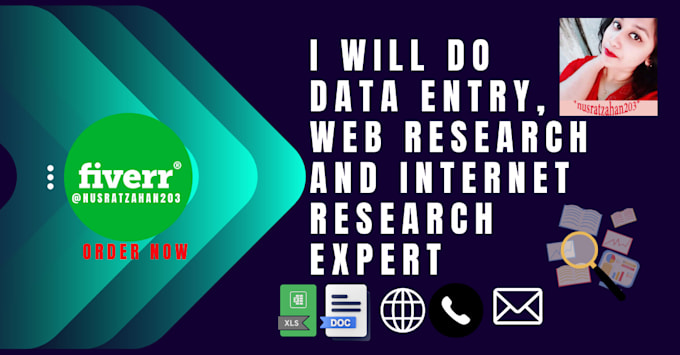 Gig Preview - Do data entry, web research and internet research expert