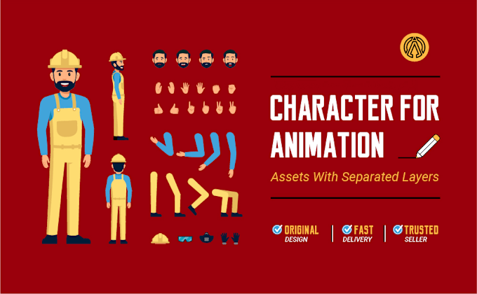 Gig Preview - Design 2d character for animation assets with separated layers in vector style