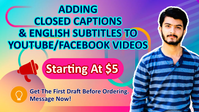 Gig Preview - Add english subtitles or closed captions to your facebook video, youtube shorts